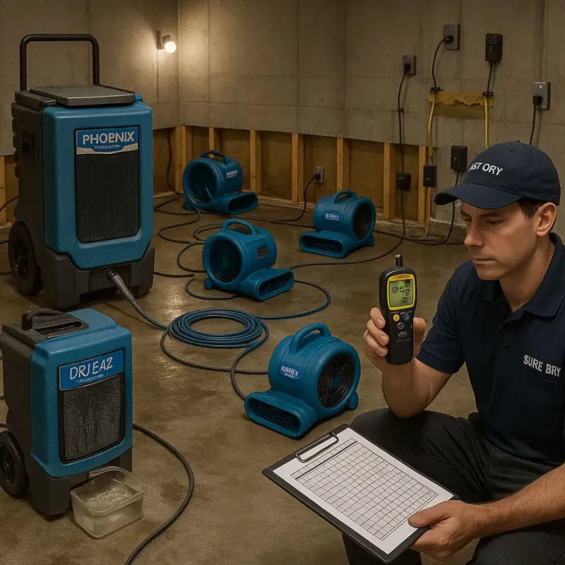 Structural Drying and Dehumidification process in Beverly Cove, MA